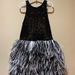 Zoe Girls Sequins & B/W Feather Dress Size 12